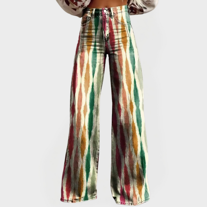Pantaloni eleganti a gamba larga con motivo
