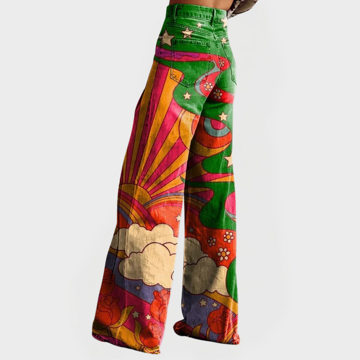 Jeans alla moda con gamba larga