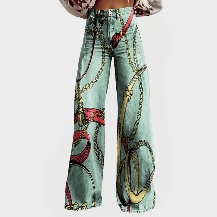 Jeans eleganti a vita alta con gambe larghe