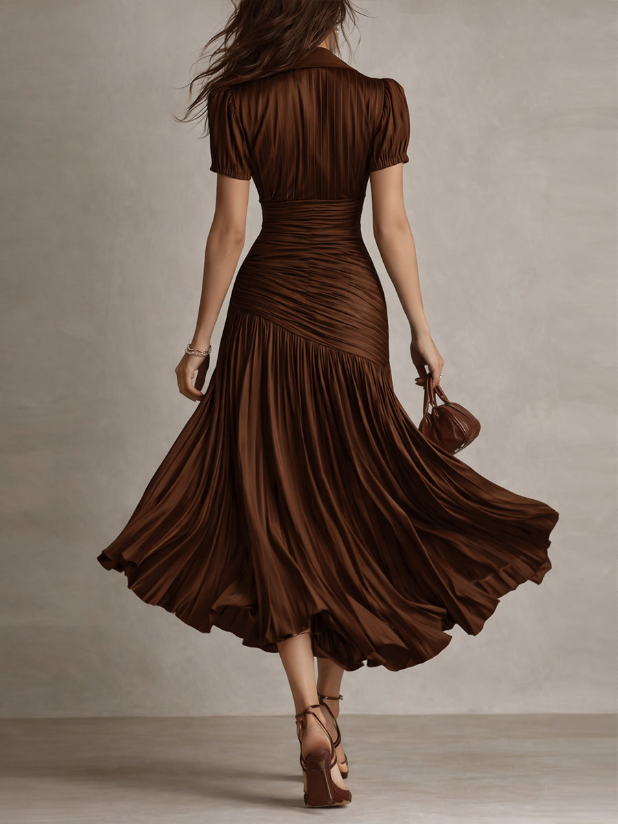 Adriana - Abito Midi in Satin a Righe Retro