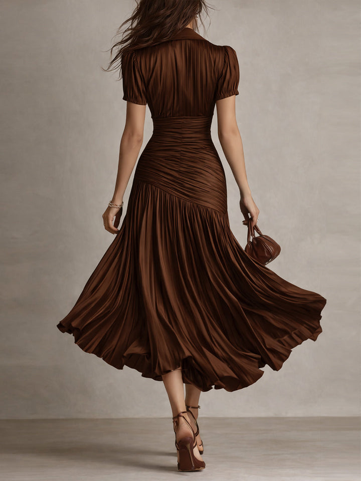 Adriana - Abito Midi in Satin a Righe Retro