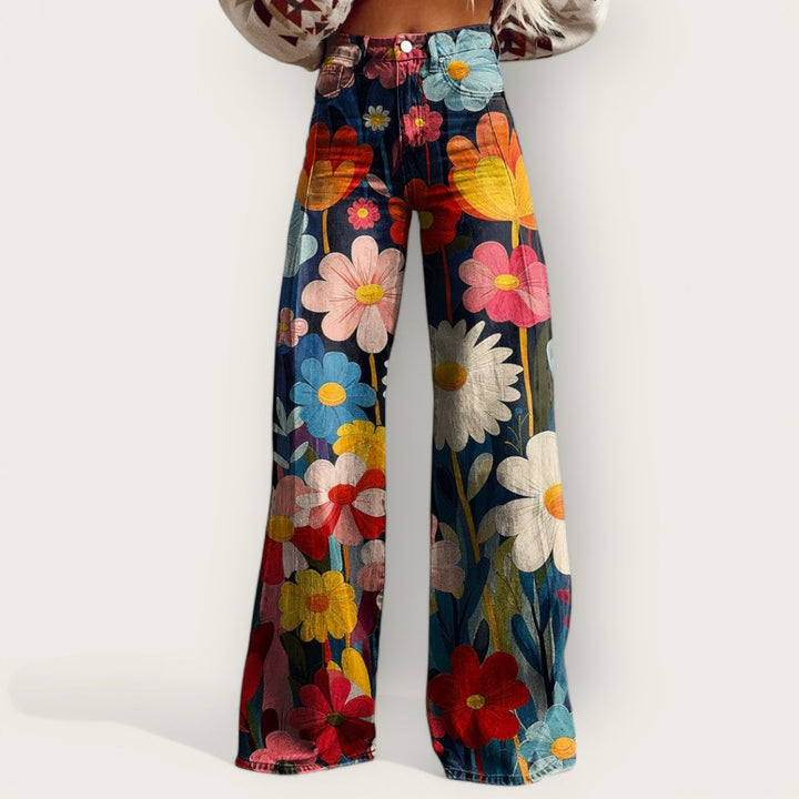 Pantaloni larghi multicolore alla moda