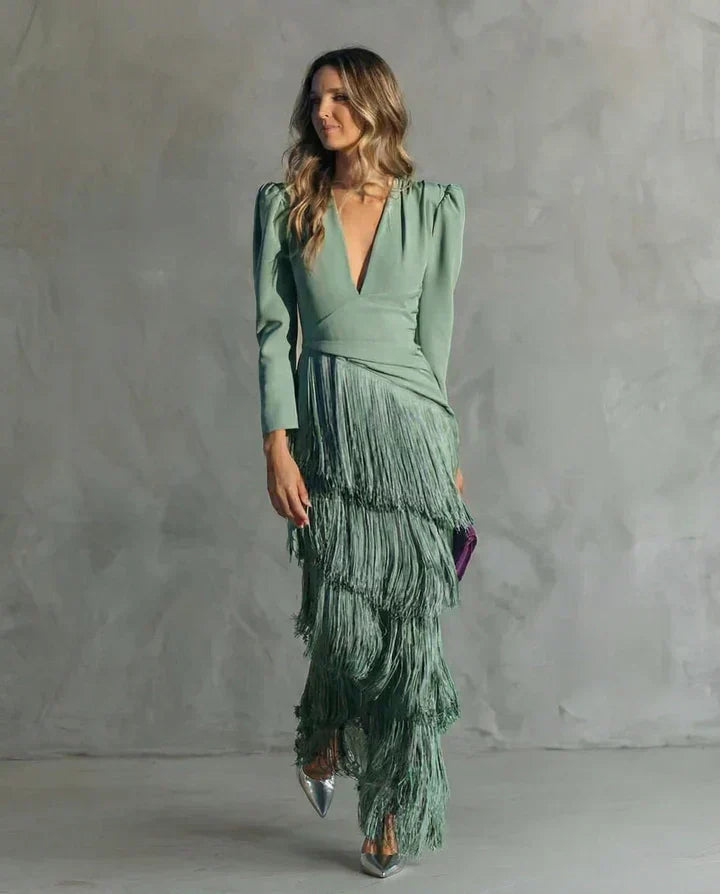 Clara - Abito blazer a maniche lunghe con profondo scollo a V