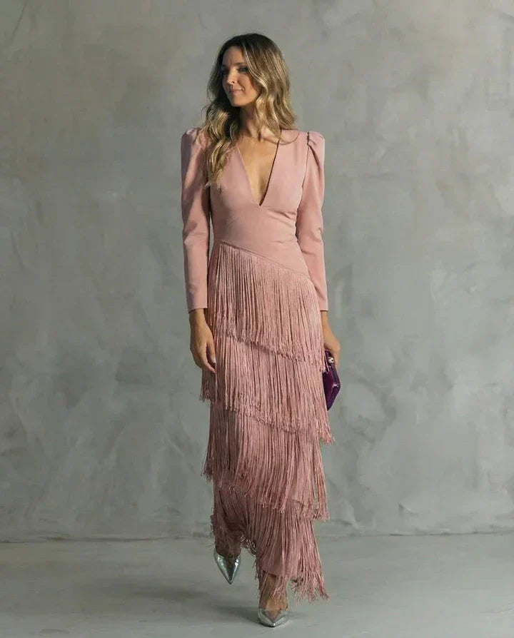 Clara - Abito blazer a maniche lunghe con profondo scollo a V