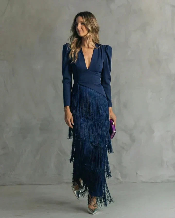 Clara - Abito blazer a maniche lunghe con profondo scollo a V