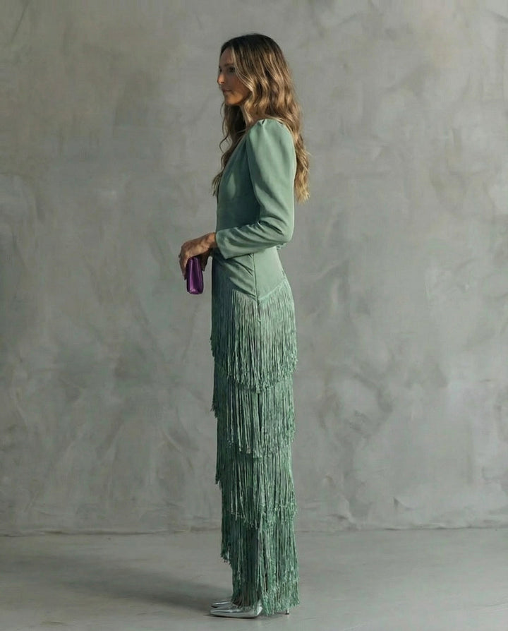 Chiara - Abito elegante con maniche a frange