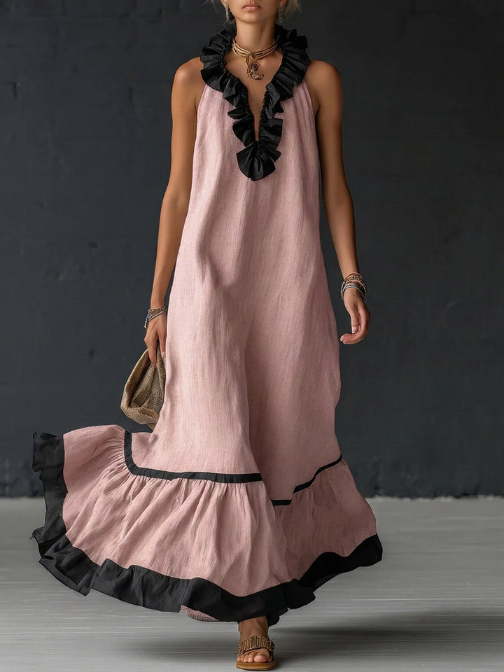 Abito lungo elegante con volant