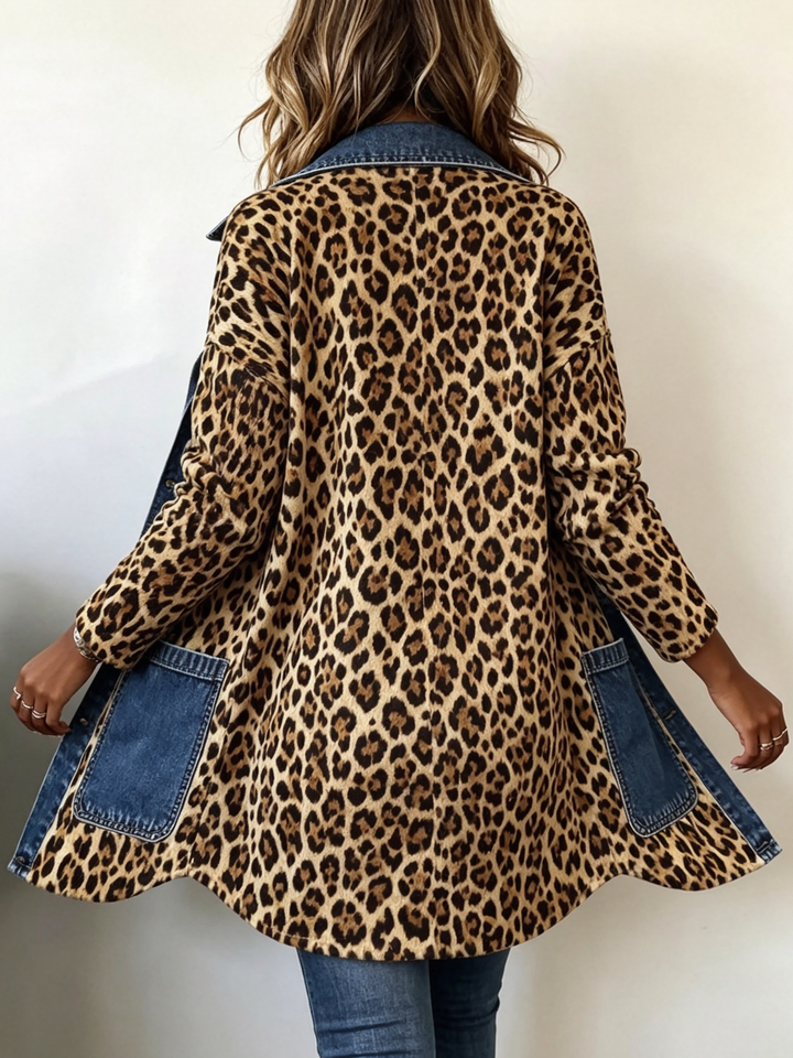 Lorena | Giacca Lunga Leopardo Denim