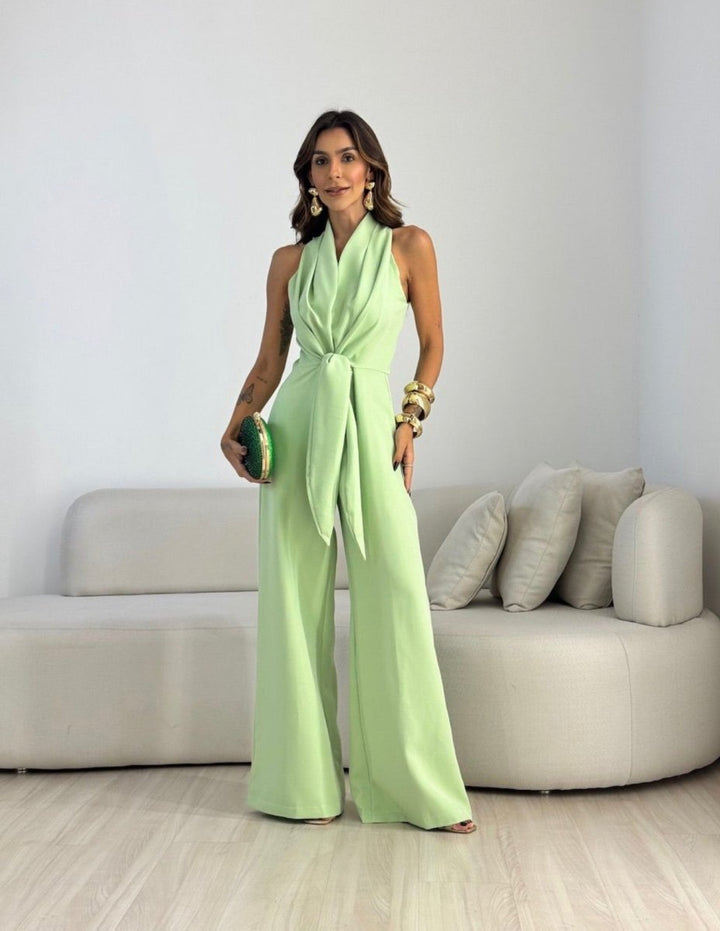 Set senza maniche con allacciatura al collo e pantaloni casual a gamba larga
