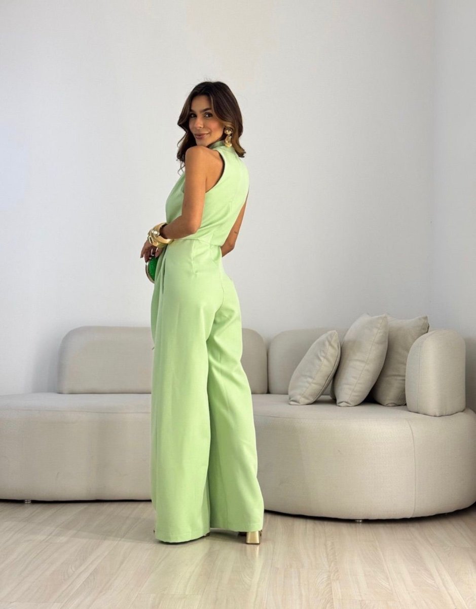 Set senza maniche con allacciatura al collo e pantaloni casual a gamba larga