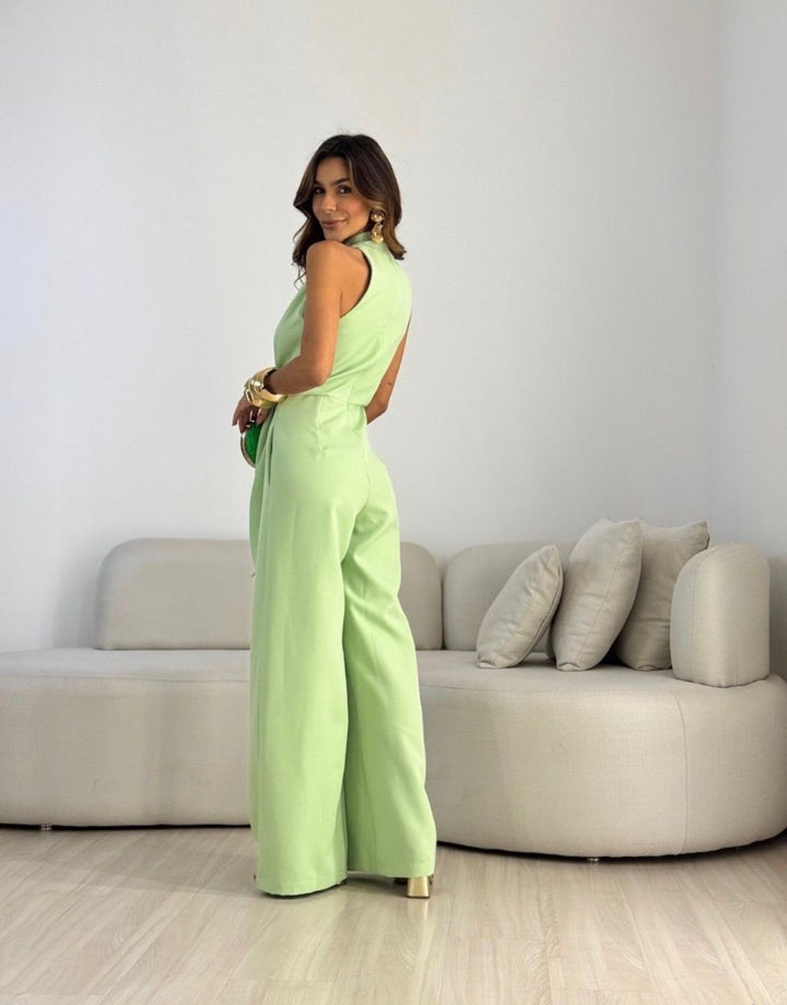 Set senza maniche con allacciatura al collo e pantaloni casual a gamba larga